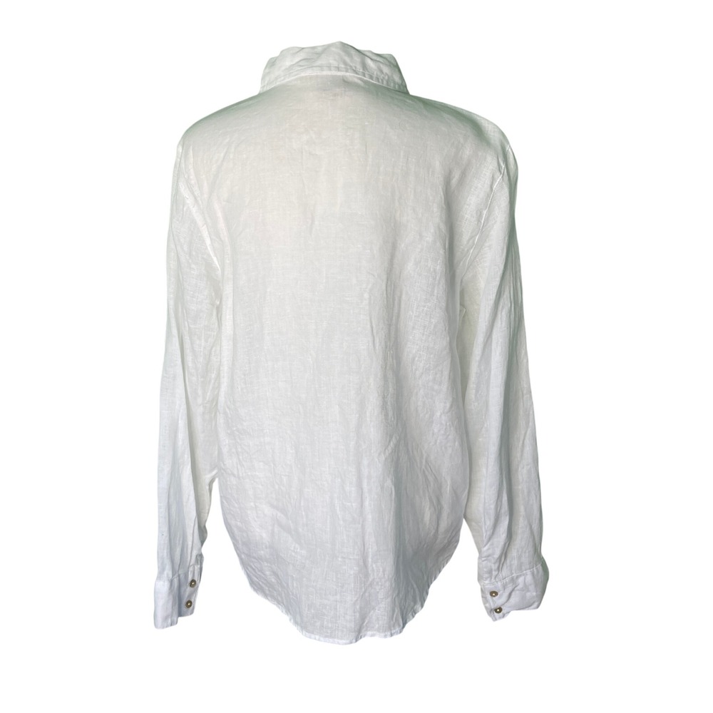 Joie 100% Linen Long Sleeve Shirt White Collar Button Down Beachy Classic Size L - Picture 6 of 14